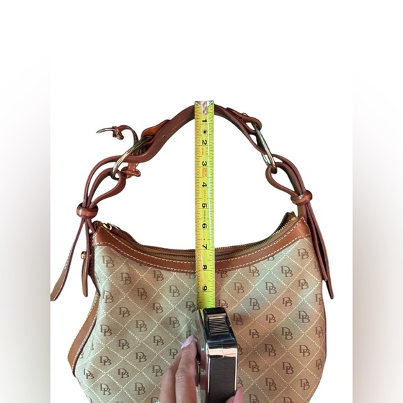 Vintage Dooney & Bourke Monogram BOHO Shoulder Bag Brown Leather Trim - Picture 10 of 11